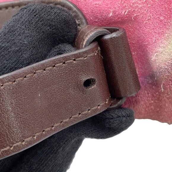 CHANEL CC Logo Embroidery Messenger Bag Suede / Leather Multicolor - Picture 12 of 16